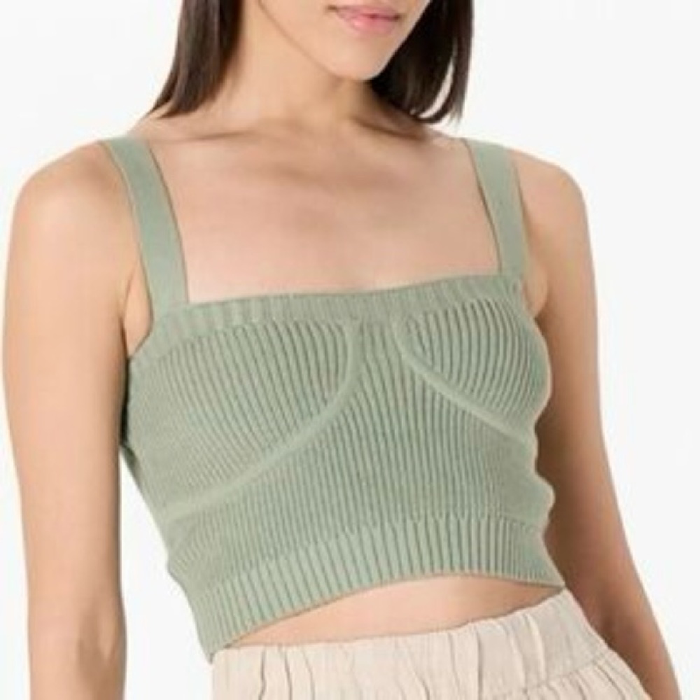 Sage Ribbed Knit Crop Top